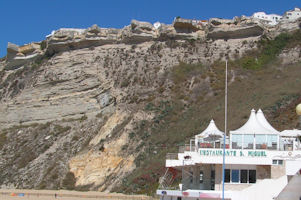 Sitio seen from the beach of Nazare on the Costa Prata